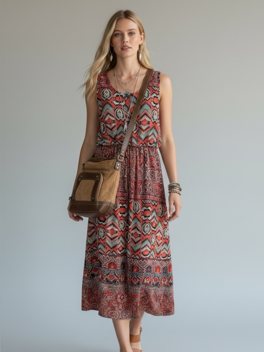 Enfocus Studio Multi-Color Paisley Maxi Dress Sz 8